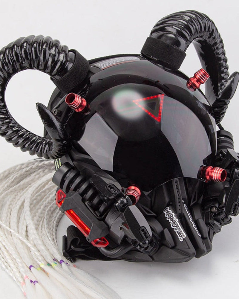 Black Goat Horns LED Cyberpunk Helmet Mask