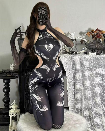 Cyberpunk Cut-out Hoodie and Bodysuit