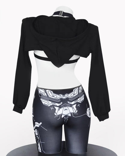 Cyberpunk Cut-out Hoodie and Bodysuit