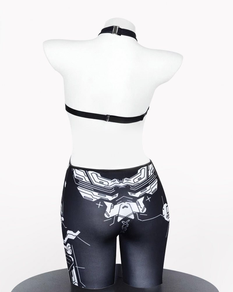 Cyberpunk Cut-out Hoodie and Bodysuit