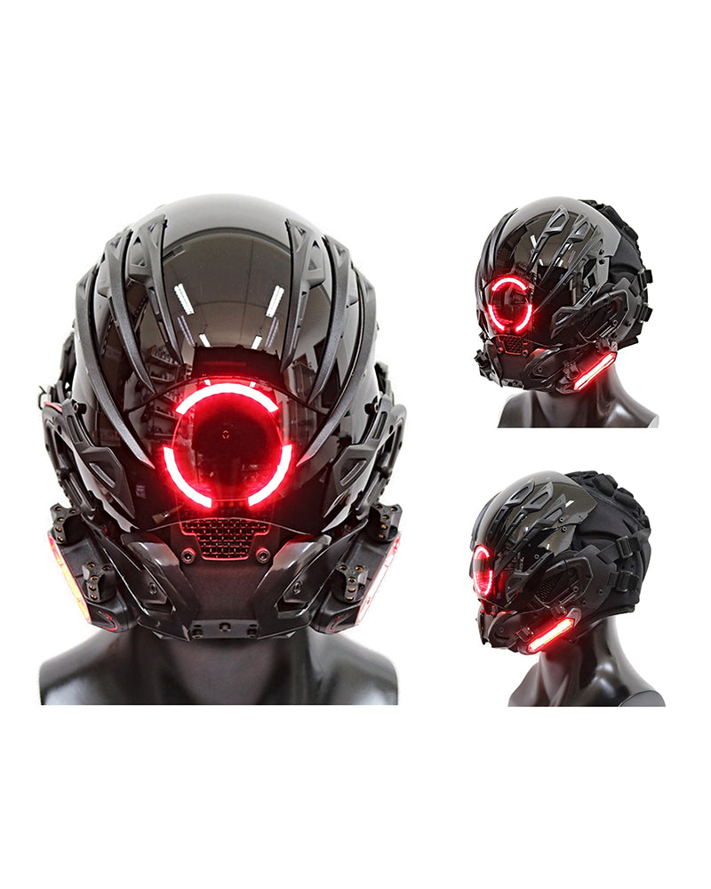 futuristic motorcycle helmet led Cosplay Cyberpunk Mask, Size Onesize, Black a Halloween party Cyberpunk Futuristic LED Helmet Mask,
