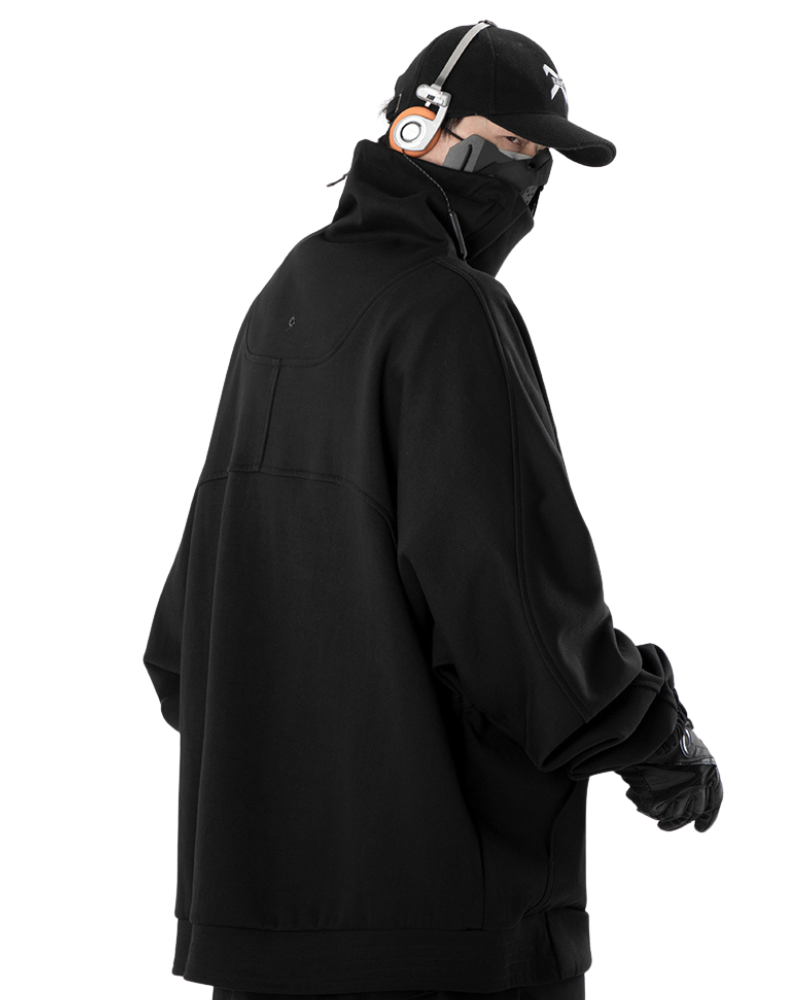 Cyberpunk Hip Hop Oversized Unisex Stand Collar Sweatershirt