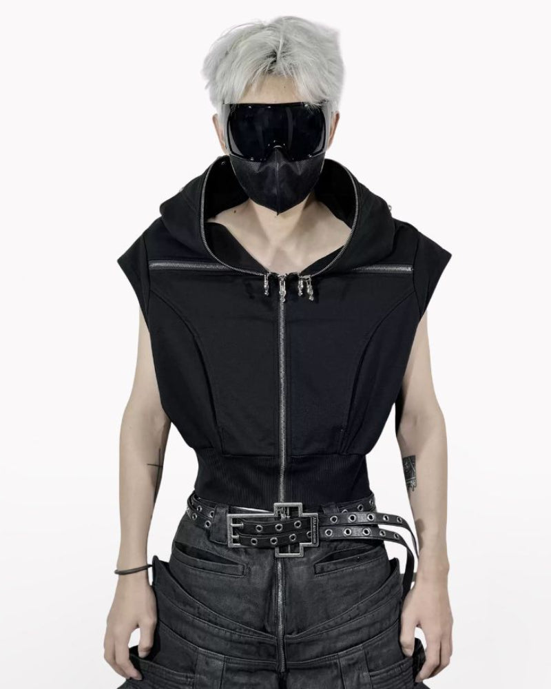 Opium Style Street Hooded Cross-Zip Vest
