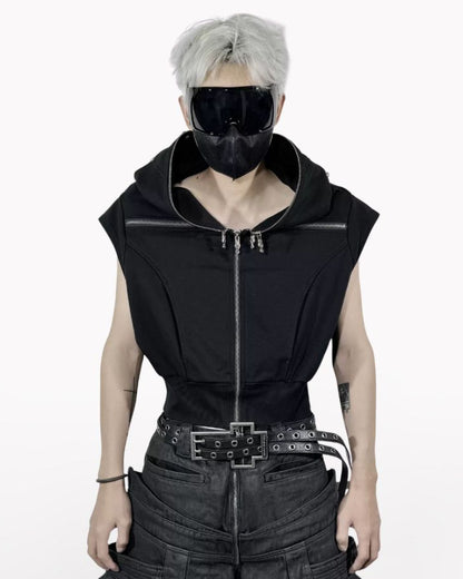Opium Style Street Hooded Cross-Zip Vest