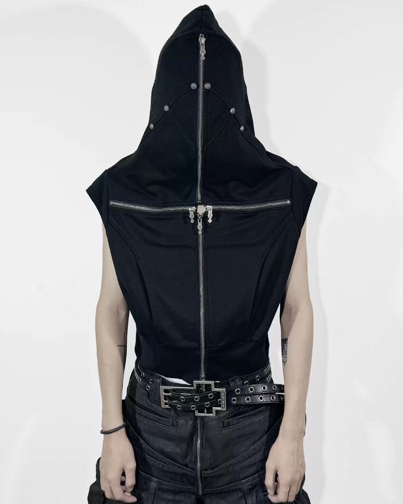 Opium Style Street Hooded Cross-Zip Vest