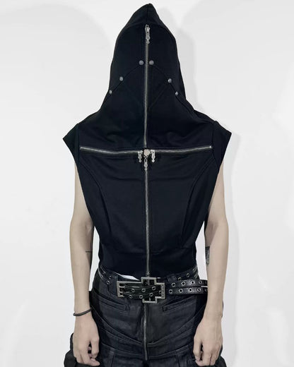 Opium Style Street Hooded Cross-Zip Vest