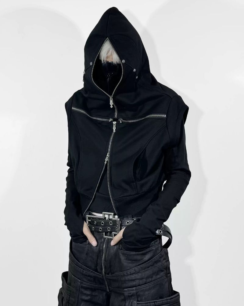 Opium Style Street Hooded Cross-Zip Vest