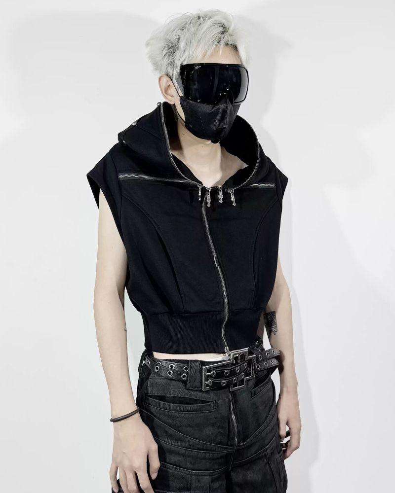 Opium Style Street Hooded Cross-Zip Vest