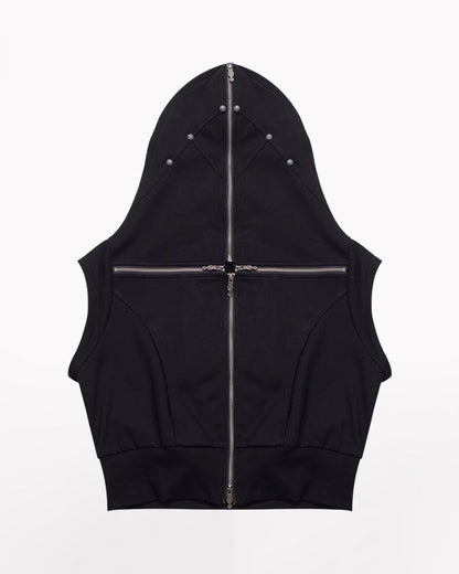 Opium Style Street Hooded Cross-Zip Vest