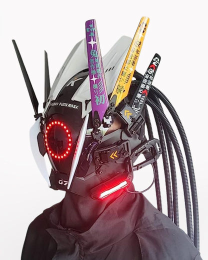 color changing motorcycle helmet Cyberpunk LED Multi-Color Change Helmet Mask – Techwear Official
