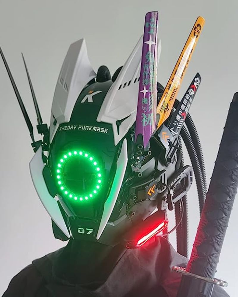 color changing motorcycle helmet Techwear LED Cyberpunk Helmet Mask