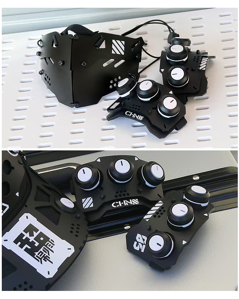 Cyberpunk Mech-Horn Tactical Cap Mask Hand Armor