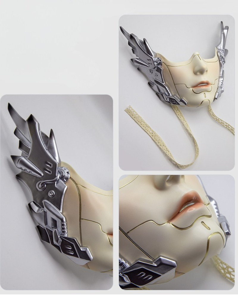 Cyberpunk Mecha Ascension Half-Face Cosplay Mask