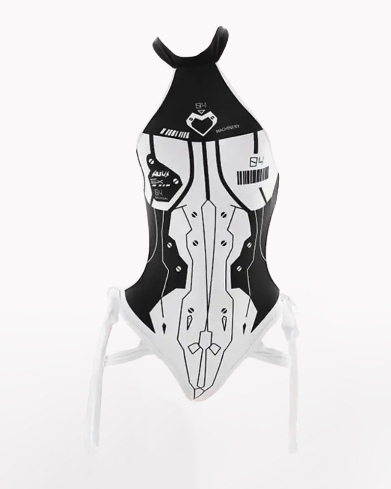 Cyberpunk Mecha Cut-out Halter Bodysuit