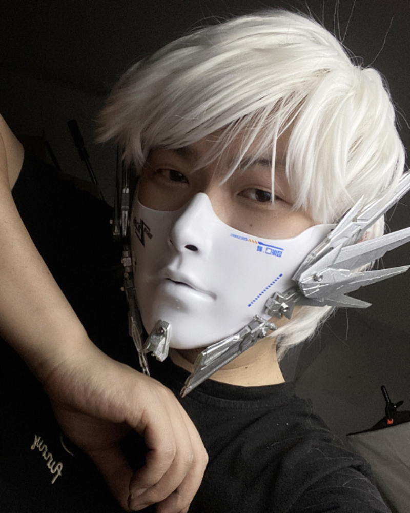 Cyberpunk Mecha Tech Half-Face Mask
