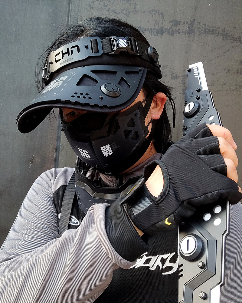 Cyberpunk Mechanical Futuristic Visor Mask and Neck Gaiter