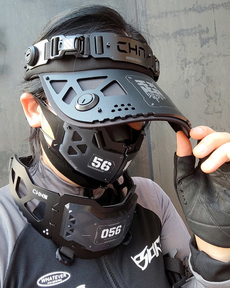 Cyberpunk Mechanical Futuristic Visor Mask and Neck Gaiter