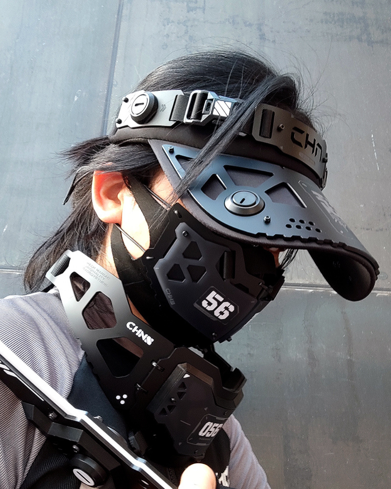 Cyberpunk Mechanical Futuristic Visor Mask and Neck Gaiter