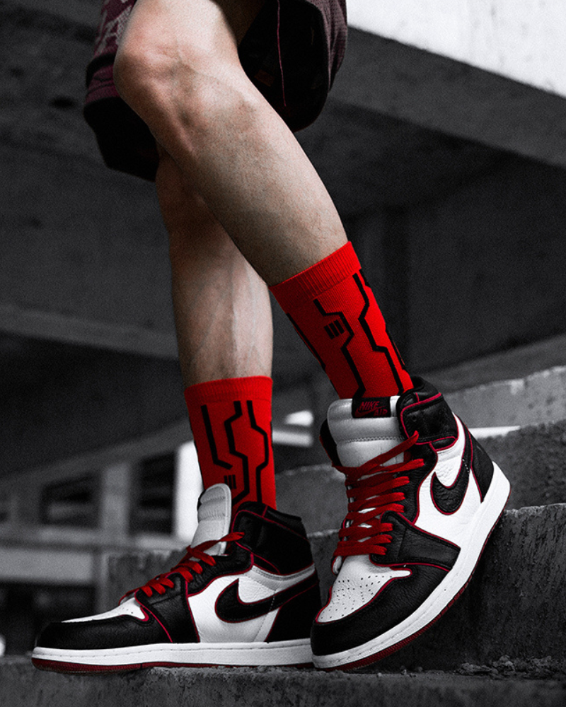 Cyberpunk Circuit Mid-calf Socks