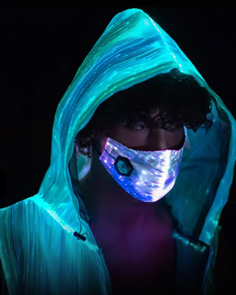 Cyberpunk Rave Clothing Luminous Hooded Vest