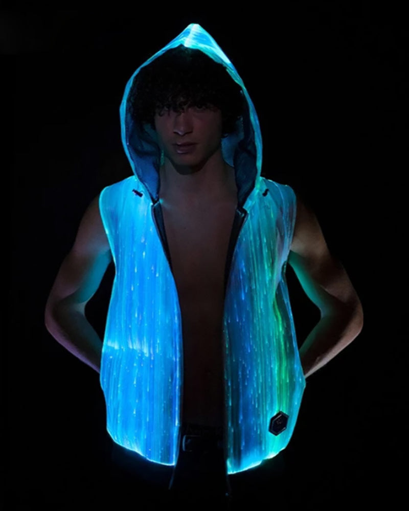 Cyberpunk Rave Clothing Luminous Hooded Vest