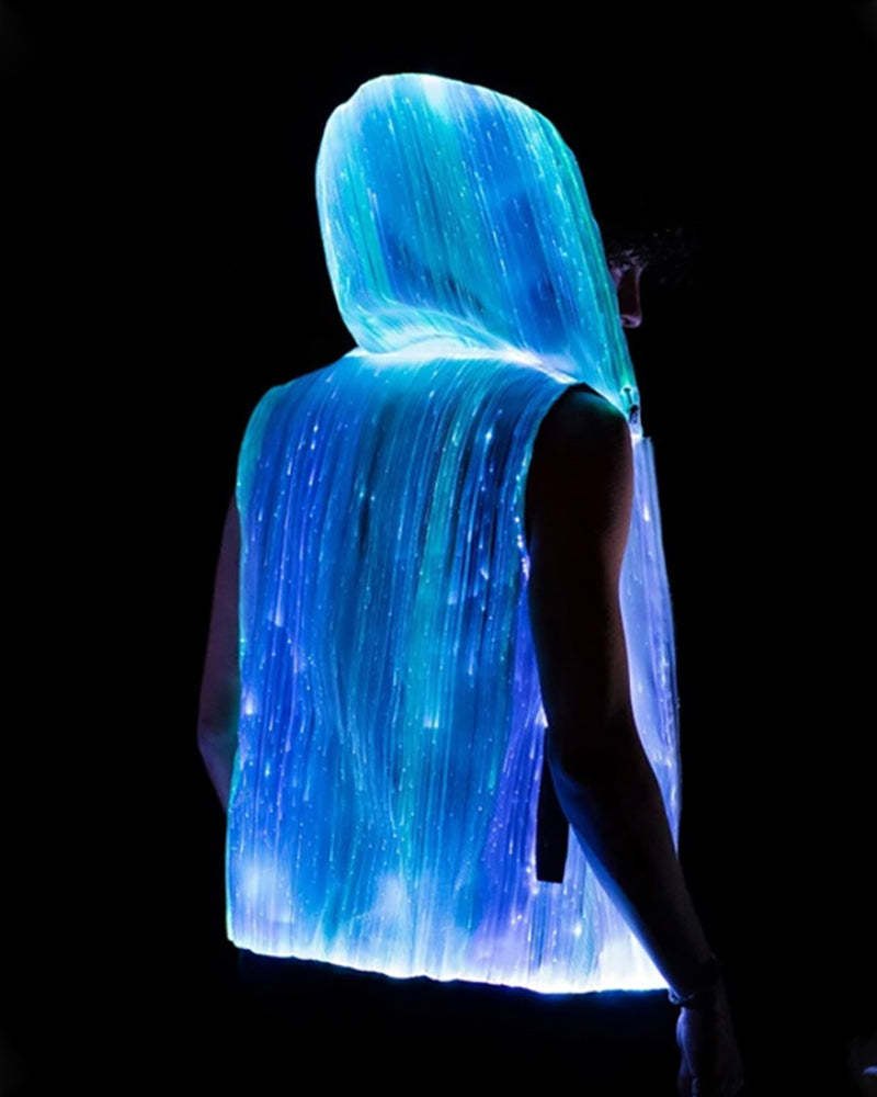 Cyberpunk Rave Clothing Luminous Hooded Vest