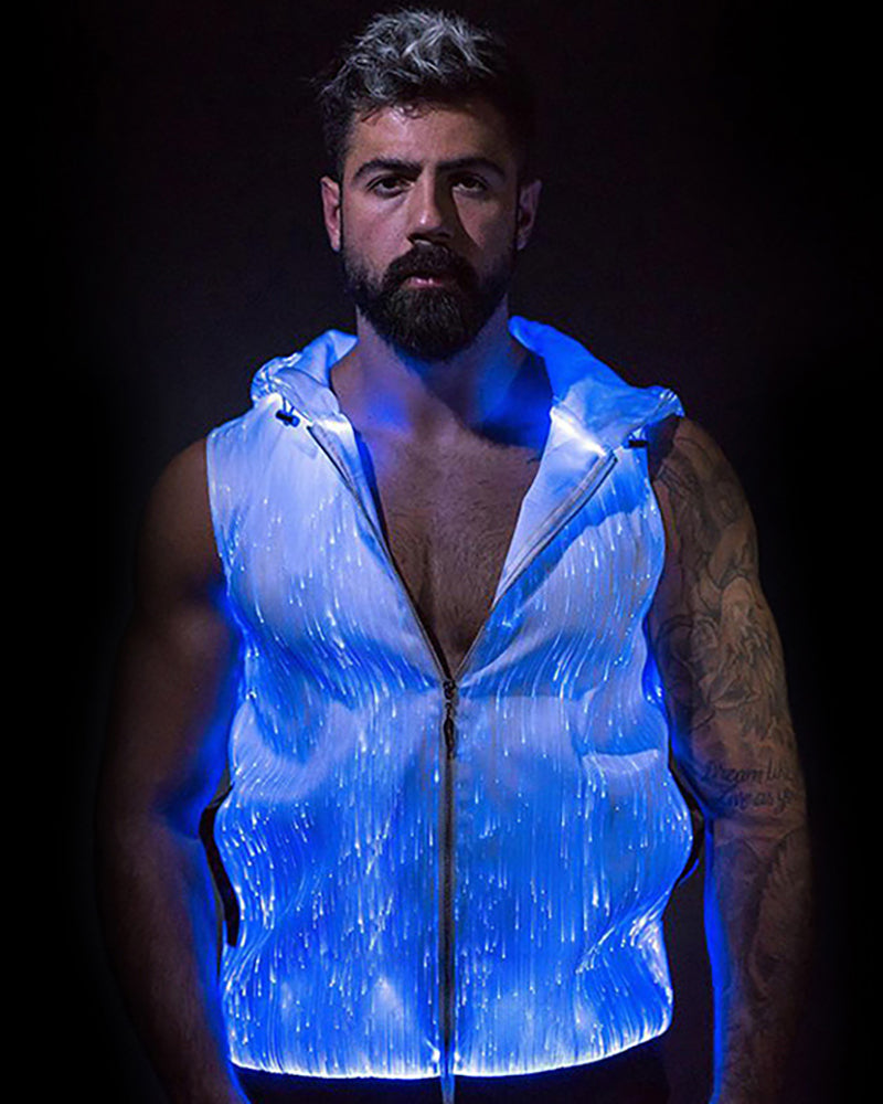 Teletech Rave Clothes Cyberpunk Rave Clothing Luminous Hooded Vest – Techwear Official