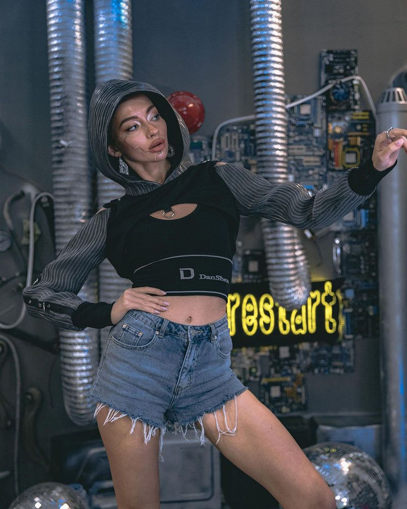 Cyberpunk Rave Clothing Luminous Off The Shoulder Crop Top