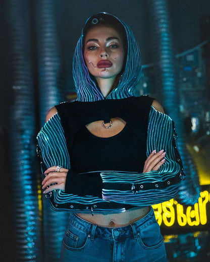 Cyberpunk Rave Clothing Luminous Off The Shoulder Crop Top