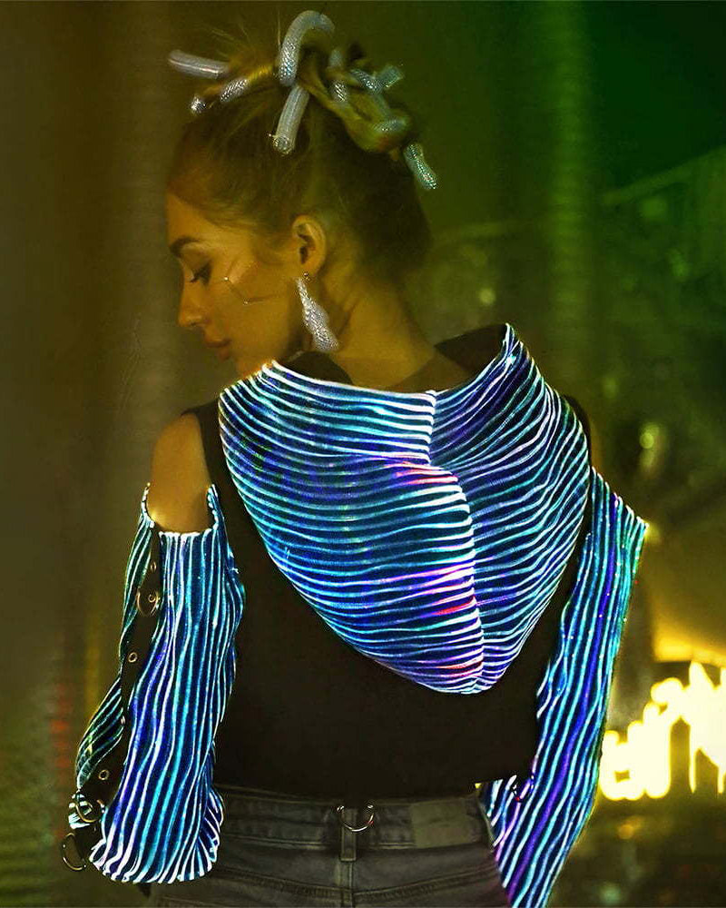 Cyberpunk Rave Clothing Luminous Off The Shoulder Crop Top