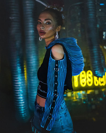 Cyberpunk Rave Clothing Luminous Off The Shoulder Crop Top