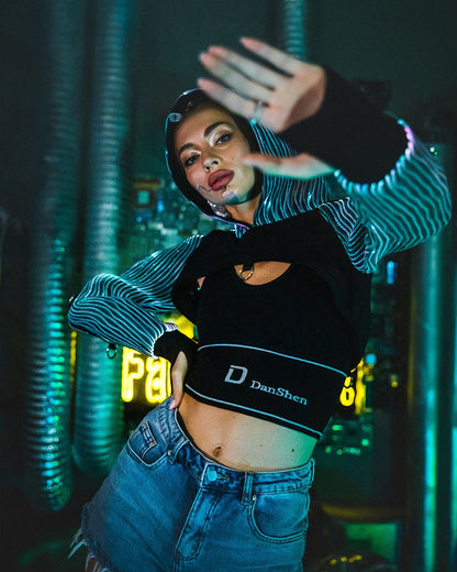 Cyberpunk Rave Clothing Luminous Off The Shoulder Crop Top
