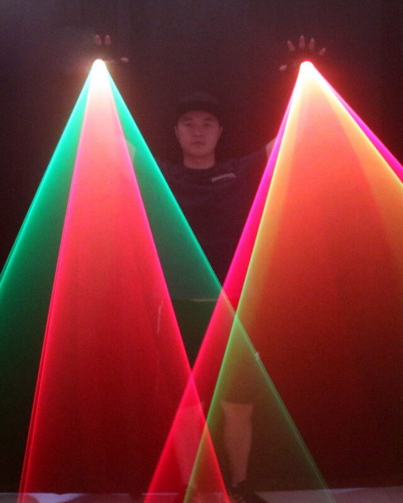 Cyberpunk Red&amp;Green Laser Light Up Gloves