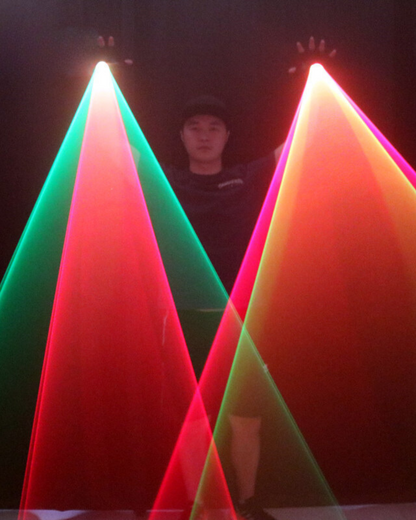 Cyberpunk Red&amp;Green Laser Light Up Gloves