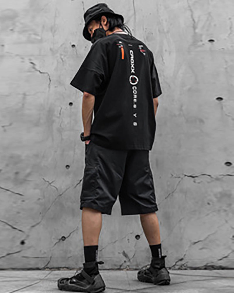 black shirt,Techwear T-shirts,Techwear Shirt,mens black tees,cargo t-shirt men&