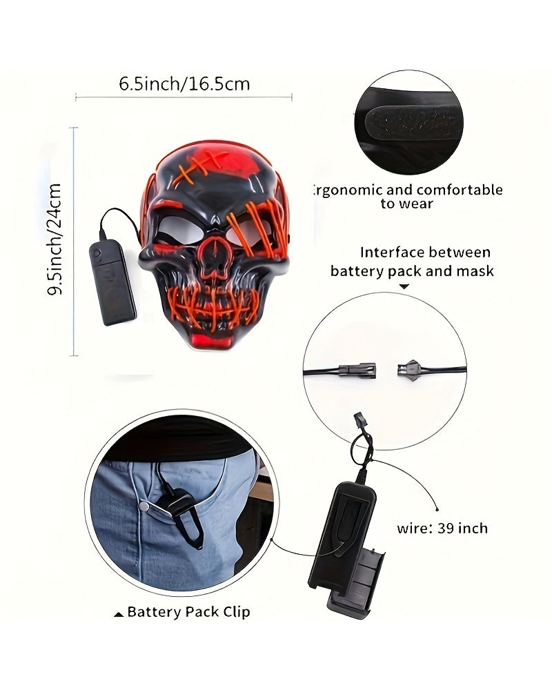 Cyberpunk LED Skull Ghost Face Mask