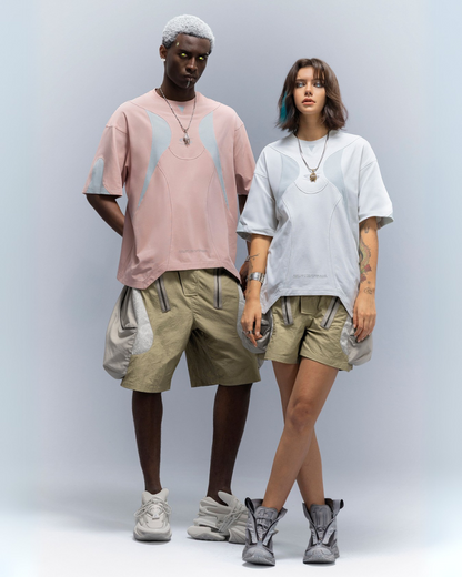 XIPHEVIL Cyberpunk Street-Style Star Arc Cocoon Pocket Shorts - Men