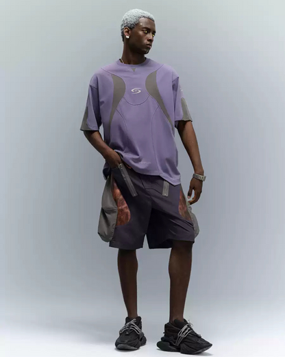 XIPHEVIL Cyberpunk Street-Style Star Arc Cocoon Pocket Shorts - Men