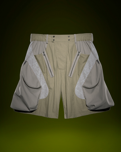 XIPHEVIL Cyberpunk Street-Style Star Arc Cocoon Pocket Shorts - Men