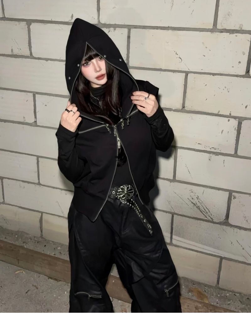 Opium Style Street Hooded Cross-Zip Vest