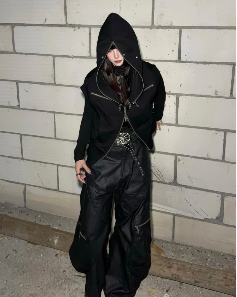 Opium Style Street Hooded Cross-Zip Vest