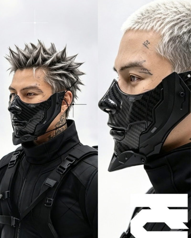 Cyberpunk Carbon Fiber Tactical Half Mask