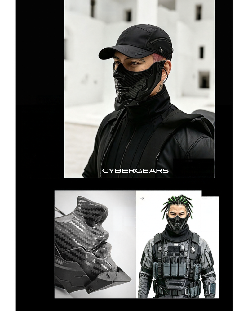 Cyberpunk Carbon Fiber Tactical Half Mask