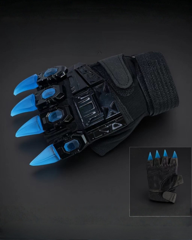 Cyberpunk Mecha-Tech Fluorescent Tactical Armor Finger Gloves