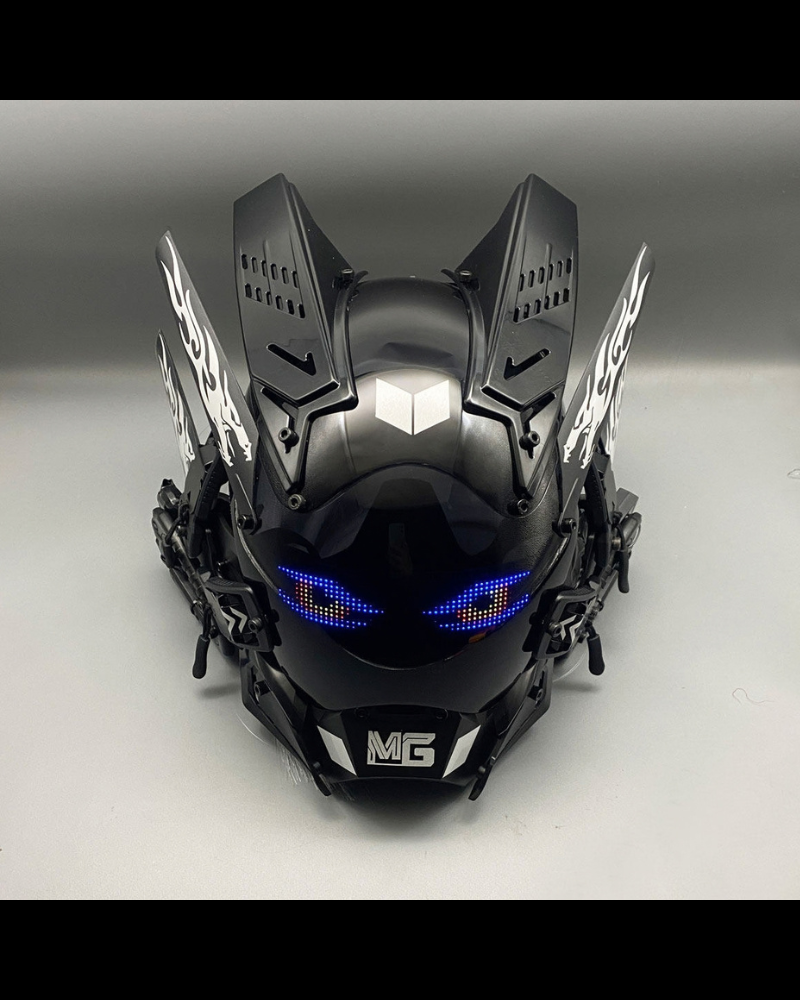Cyberpunk Light-Up Dreadlocks Mecha LED Helmet Mask