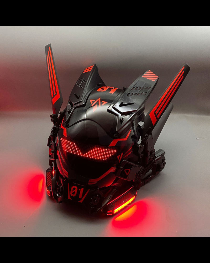 Cyberpunk Light-Up Dreadlocks Mecha LED Helmet Mask