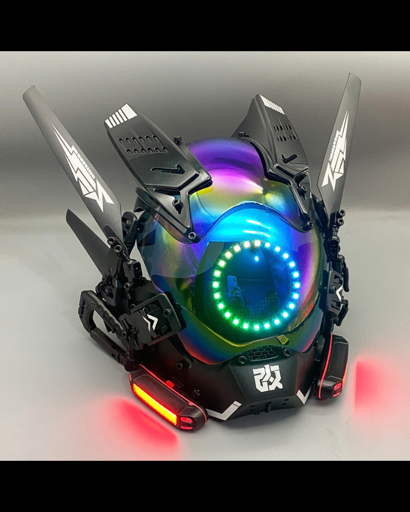 Cyberpunk Light-Up Dreadlocks Mecha LED Helmet Mask