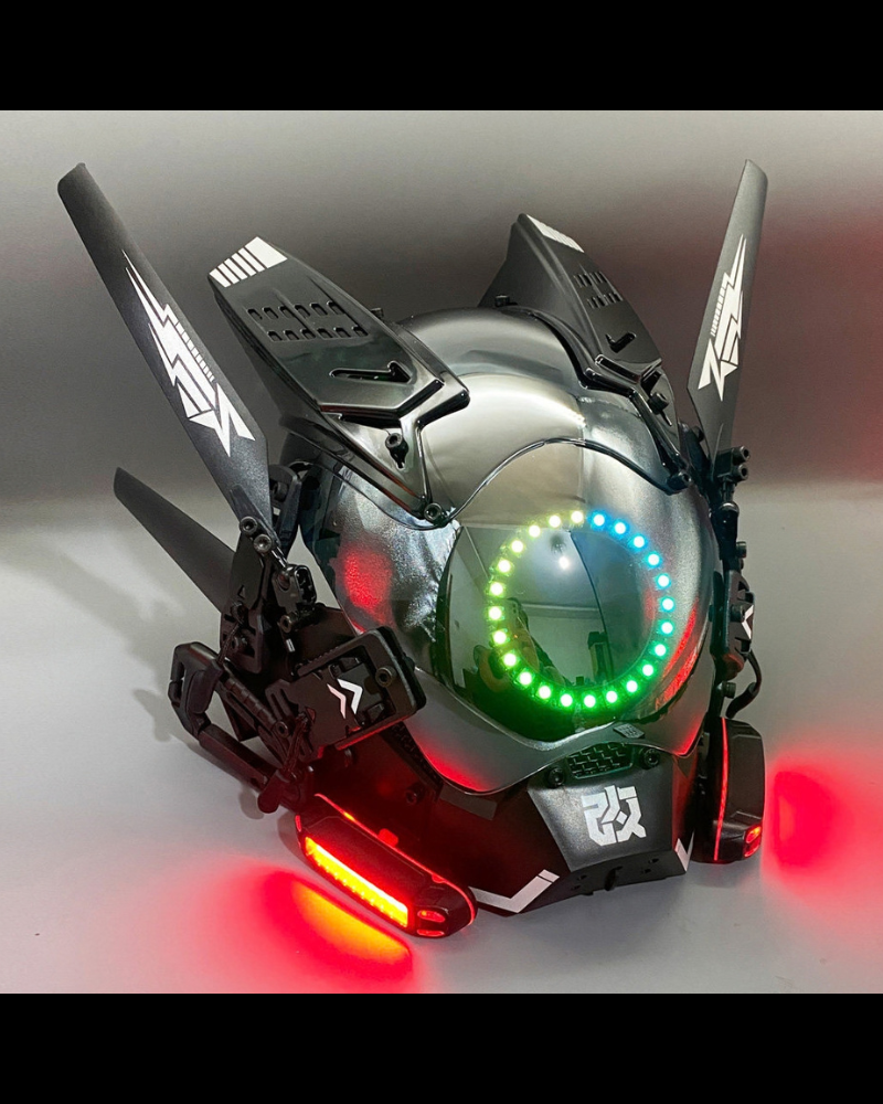Cyberpunk Light-Up Dreadlocks Mecha LED Helmet Mask