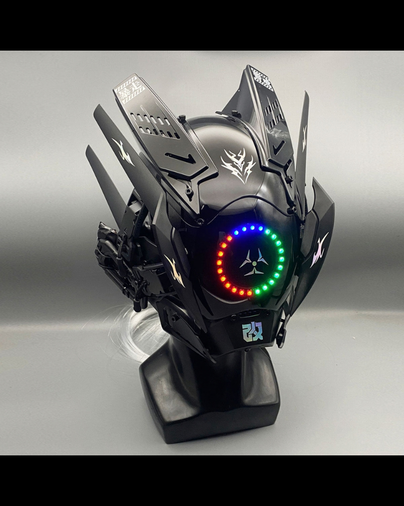 Cyberpunk Light-Up Dreadlocks Mecha LED Helmet Mask