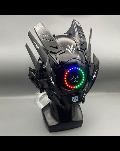 Cyberpunk Light-Up Dreadlocks Mecha LED Helmet Mask